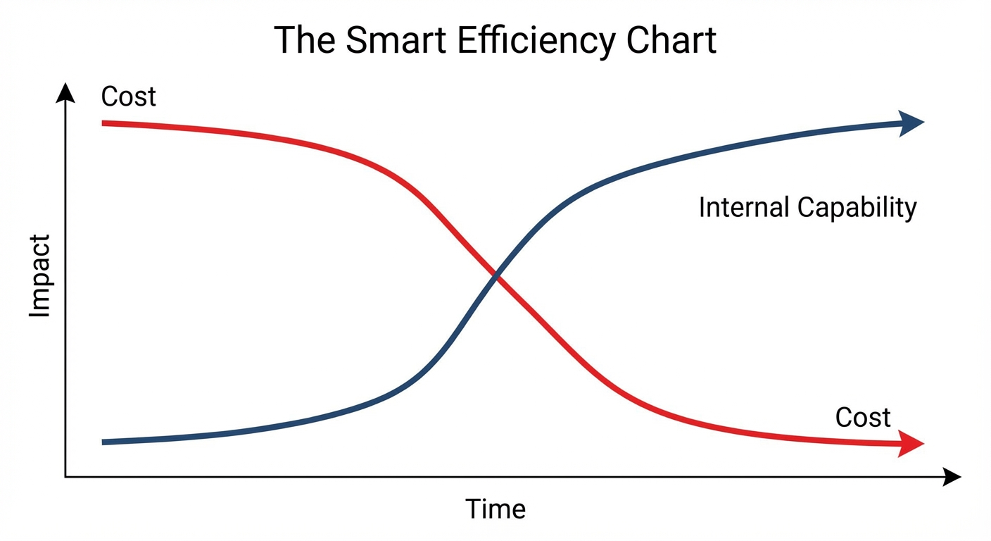 Smart Efficiency X-Curve: Cost going down while Internal Capability goes up